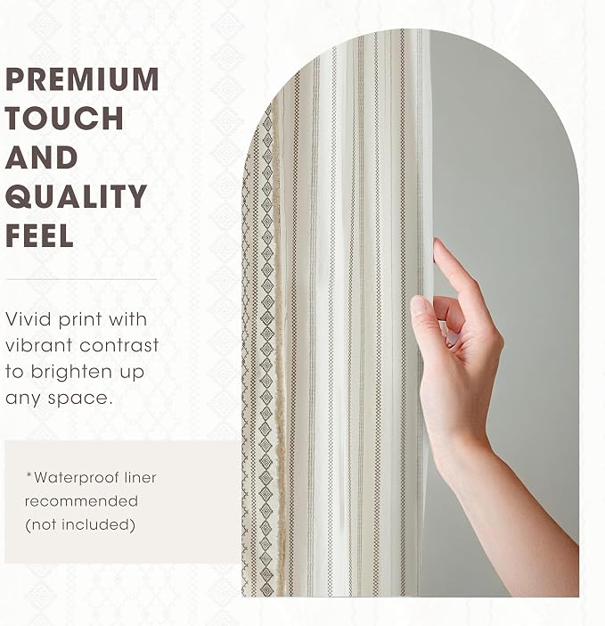 INK+IVY Imani Tufted Chenille 100% Cotton Shower Curtains Machine Washable, Modern Home Bathroom Décor Bathtub Privacy Screen, 72" W x 72" L, Ivory (Pack of 4)