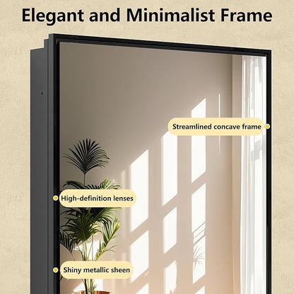 Bathroom Medicine Cabinet with Mirror, Recess or Surface Mount, Single Door Cabinet Famerhouse Bathroom Mirror with Storage Cabinet (Brush Black, 16"x26")