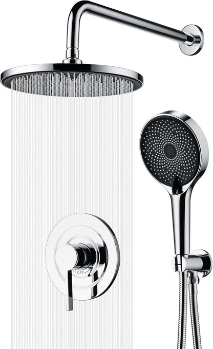 sumerain Shower System Concealed Shower Faucet Set, Rainfall Shower Faucet Complete with Handheld,Rough-in Valve and Trim Kit, Chrome