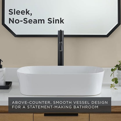 Gerber Cymira 23 in. Oval Vessel Bathroom Sink, Above-Counter Glazed White Fireclay Ceramic Vanity Sink, Modern Transitional Basin Sink Bowl, G0013777