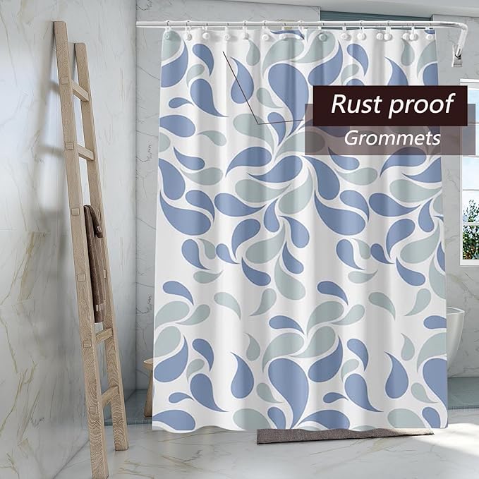 Water Droplets Shower Curtain Liner, 4G PEVA Shower Liner, Plastic Peva Waterproof Shower Curtains, 72x72 inch with Grommet Holes 3 Magnetic Weights