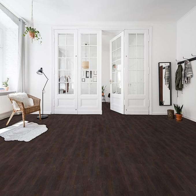 Vinyl Peel and Stick Floor Tile, Self-Adhesive Wood Plank, 10-Pack (15 Square Feet) - 6 Inch Width, 36 Inch Length, 1.2mm - Espresso - Easy DIY Nexus Planks for Any Room by Achim Home Decor