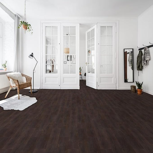 Vinyl Peel and Stick Floor Tile, Self-Adhesive Wood Plank, 10-Pack (15 Square Feet) - 6 Inch Width, 36 Inch Length, 1.2mm - Espresso - Easy DIY Nexus Planks for Any Room by Achim Home Decor