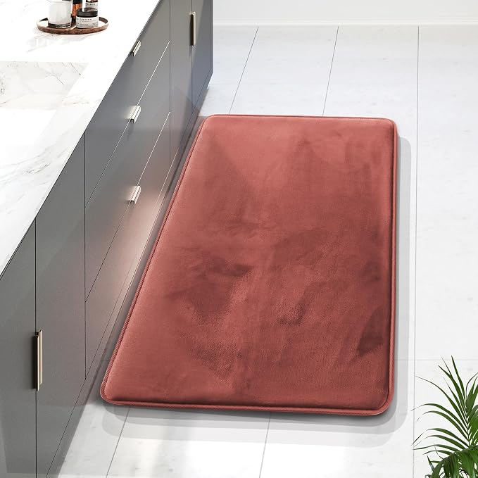 Clara Clark Bathroom Rugs, Velvet Memory Foam Bath Mat, Non-Slip Bath Rugs, Machine Wash, Dries Quickly, Ultra Soft Plush Bath Mats for Bathroom, 24 x 36, Misty Rose