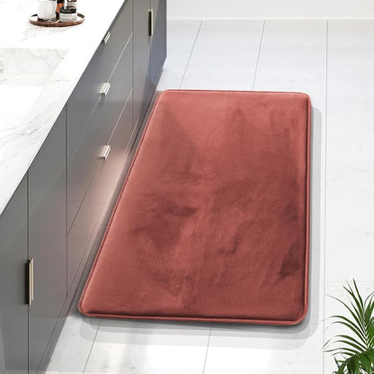 Clara Clark Bathroom Rugs, Velvet Memory Foam Bath Mat, Non-Slip Bath Rugs, Machine Wash, Dries Quickly, Ultra Soft Plush Bath Mats for Bathroom, 24 x 36, Misty Rose