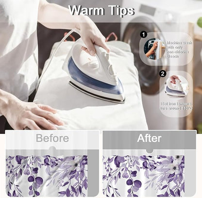 No Hook Shower Curtain and Liner Set, Light Purple Eucalyptus 71x74 | Floral Design, with Snap in Liner, Waterproof, Machine Washable, Quick-Drying, for Hotel Bathroom