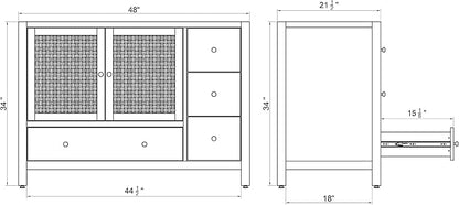 Alaterre Furniture Lucca Bathroom Vanity - Freestanding Cabinet Without Sink - 48 Inch Wood Bathroom Vanity with Large Bottom Drawer, 3 Small Drawers, and Soft-Close Doors (Natural)