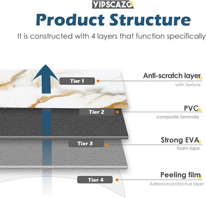 Yipscazo Peel and Stick backsplash 3 x 6 Inches 3D PVC Composite Wall Tile Stick on Backsplash Tile for Kitchen Bathroom, Laundry Room, Fireplace(Calar Gold, 160 Pieces)
