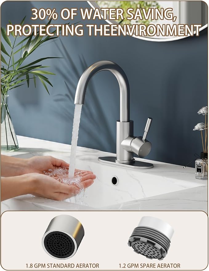 Bathroom Faucets, Bar Sink Faucet Single Hole for Bathroom Kitchen Campers with Pop-Up Drain Hose, Suitable for Farmhouse Vanity Lavatory