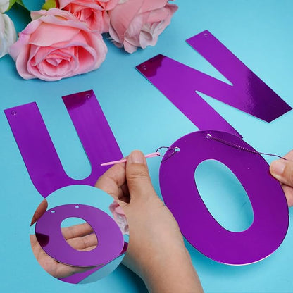 DIY Banner Kit with Letters Bright Purple Customizable Birthday Banners Graduation Banner Custom Party Hanging Banners for Graduation Wedding Party Baby Shower Decoration (Bright Purple)