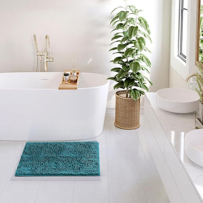 Hearth & Harbor Bathroom Rugs, Chenille Bath Mat - Machine Washable Bath Mats for Bathroom Non-Slip Backing Rubber, Quick Dry Bathroom Mat