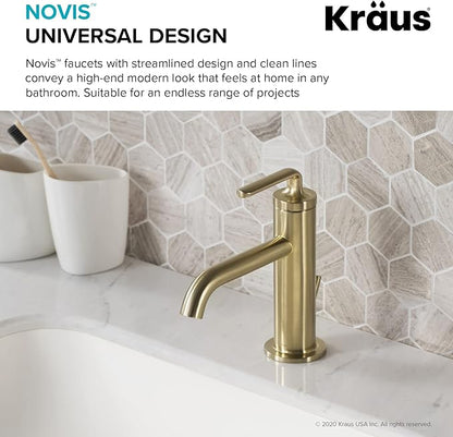 KRAUS Ramus Single Handle Bathroom Sink Faucet with Lift Rod Drain in Brushed Gold, KBF-1221BG-2PK