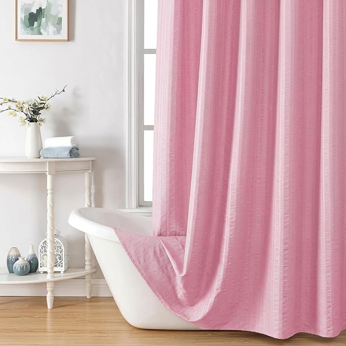Aiyufeng Moga Bright Pink Fabric Shower Curtains for Bathroom - Hotel Spa Polyester Cloth Bath Curtain with 12 Holes, 72x72, Machine Washable, Bright Pink
