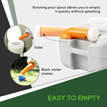 RVGUARD Portable Toilet, 5.3 Gallon Camping Toilet, Adult Waste Tank | Level Indicator, with Carry Bag and Wash Sprayer, for RV/Yacht/Truck