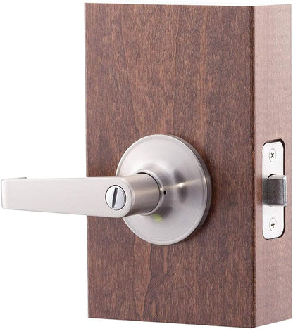 Copper Creek Avery Privacy Lever, Satin Nickel, Push Button Lock for Bedroom and Bathroom, ANSI Grade 3, Reversible Keyless Interior Door Handle, DIY Install, AL1231SS
