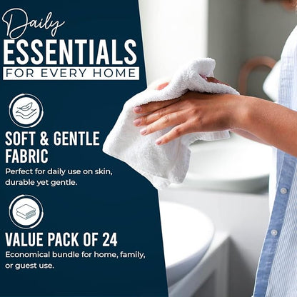DAN RIVER 24 Pack Cotton Wash Cloths Set for Showering [12x12] Blue Opal | Lighter Weight, Quick to Dry, Super Soft & Absorbent Face Towels, Hotel Quality, Perfect for Bathroom, Gym, Spa