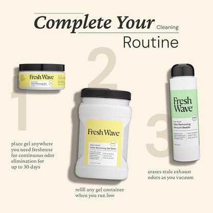 Fresh Wave Lemon Odor Eliminator Gel 3-Pk 7 oz - Air Freshener for Home | Plant-based essential oils. Lasts 15-30 days per jar. No plug-in needed. Pet-safe, closet and bathroom deoderizer.
