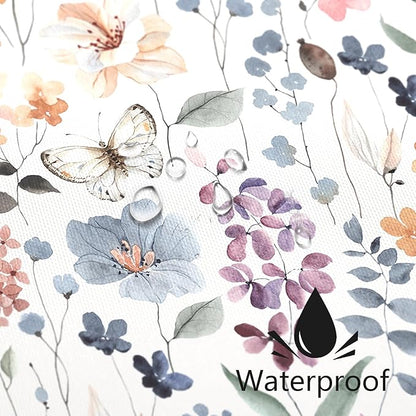 Long Shower Curtain 72 x 78 Inch, Tall Floral Shower Curtain for Bathroom, Colorful Watercolor Wildflower Vintage Trendy Fabric Shower Curtain Set with Hooks, Ivory