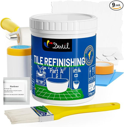 DWIL Tub Paint, Tub and Tile Refinishing Kit with Tools, White Bathtub Paint Water Based &Low Odor, Easy to Use for Sink Bathroom Shower, Semi-Gloss White, 25-30sq.ft