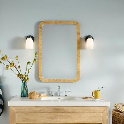Kichler Shae 5" 1-Light Wall Sconce with White Opal Glass in Black, Modern, for Vanity, Fireplace, Buffet, Hallway, Vanity Mirror, (8.25" H x 5" W), 55200BK