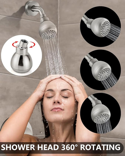 Shower Faucet with Valve, Shower Valve Kit and Head, Single Handle Shower Faucet Set with Rough-In Valve, Shower Trim Kit, Brushed Nickel