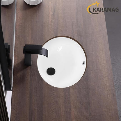 Undermount Bathroom Sink KARAMAG 18.4"x15" Oval Sink with Overflow White | 18.4 Inch Ceramic Oval Vanity Sink,Undermount Design,Easy to Clean,Modern Style,Ideal for bathroom,vanity, lavatory,restroom