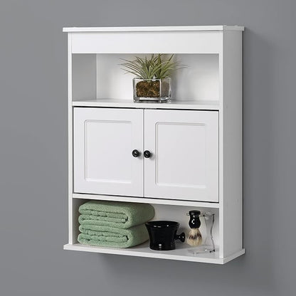 Zenna Home Bathroom Storage Wall Cabinet, Wooden Wall Mounted Storage Organizer, Ideal Medicine Cabinet or Over The Toilet Storage, White