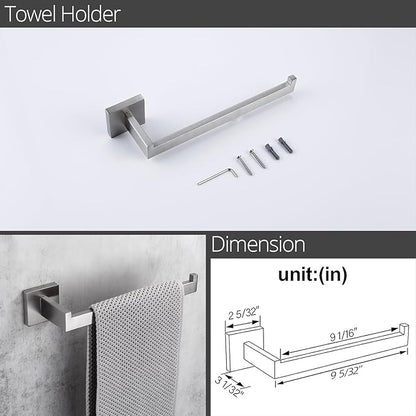 BAGNOLUX Bathroom Hardware Set 4 Pieces, Bath Towel Holder Set SUS304 Stainless Steel, Towel Bar Rack Set for Wall Mounted, Square Bathroom Accessories Set Fixture Heavy Duty Brushed Nickel
