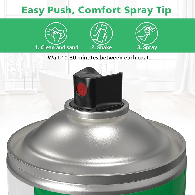 NADAMOO Tub and Tile Spray Paint White, 450ml, 6 Cans, Aerosol Bathtub Refinishing Kit for Porcelain Fiberglass Ceramic, DIY Resurfacing Bathroom Sink Countertop