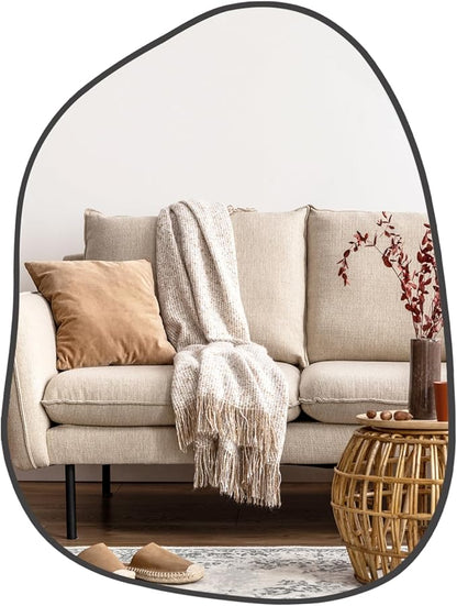 PERFNIQUE Irregular Wall Mirror Asymmetrical Mirror, 16''x12'' Small Black Mirror for Bathroom Bedroom Living Room Entryway, Decorative Modern Wall Decor, Wall Mounted (Black, 16''x12'')