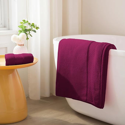 COZYART Bath Towel Set 6 PCS, Burgundy Luxury 100% Turkish Cotton 650GSM | Soft Absorbent Quick Dry, OEKO‑Tex 100 Cert. Zero Twist Ring Spun Cotton, Plush Fluffy, Breathable Hotel Quality Towels Set