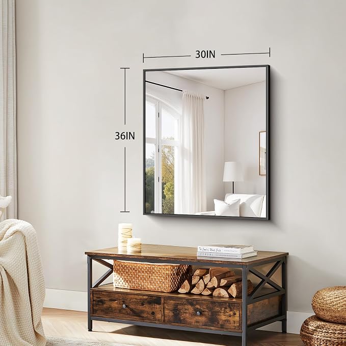 Koonmi Black Bathroom Mirror for Over Sink,Metal Framed 30"x36" Wall Mirror