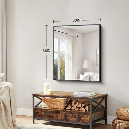 Koonmi Black Bathroom Mirror for Over Sink,Metal Framed 30"x36" Wall Mirror
