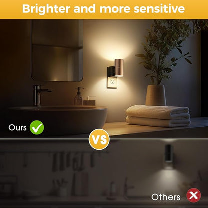 L LOHAS LED Night Light, 2 Pack Night Lights Plug into Wall | Automatic Dusk to Down Nightlight, 3000K Soft White 0-100LM Dimmable Modern Nightlight for Kids Bedroom Hallway