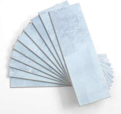Tilingview 30 PCS Peel and Stick Backsplash Tile for Kitchen/Bathroom/Living Room, 3"x 9" Self-Adhesive Subway Tile for Backsplash, Imitation Glazed Tiles/Handmade Tiles (Matte Pastel Blue)