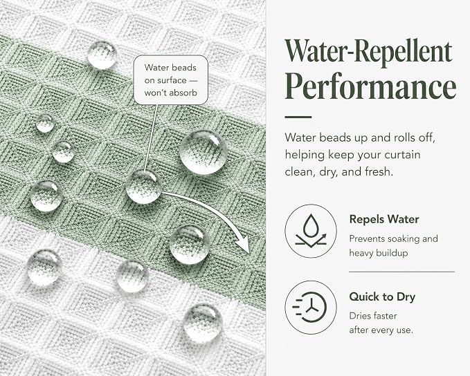 Dainty Home | Spa Green Ombre Waffle Weave Shower Curtain - 70" x 72" - Water Resistant Polyester Blend Fabric Shower Curtain - The Best Gradient Design Washable Waffle Shower Curtain