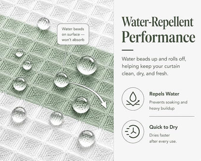 Dainty Home | Spa Green Ombre Waffle Weave Shower Curtain - 70" x 72" - Water Resistant Polyester Blend Fabric Shower Curtain - The Best Gradient Design Washable Waffle Shower Curtain
