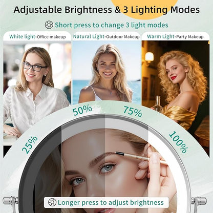 FUNTOUCH 5000mAh Rechargeable Wall Mounted Makeup Mirror with Light Charger | Double Sided 1X/30X Magnification,3 Color Lights,Touch Dimmable,Extended Arm 360 Rotation Lighted Bathroom Mirror