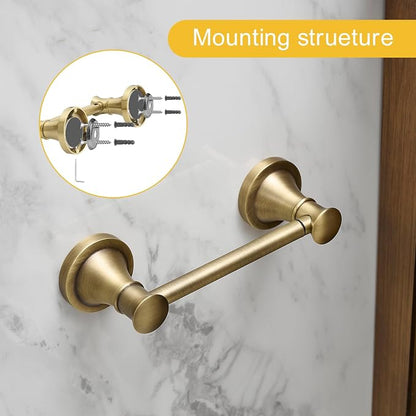 Bathroom Toilet Paper Holder Wall Mount Tissue Holder Antique Brass | Rustproof Toilet Tissue Roll Holder, Flexible Double Post Pivoting Handle, Bathroom Accessories SUS304 Stainless Steel