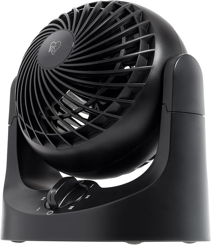 IRIS USA WOOZOO Small Desk Fan, Air Circulator, 3 Speeds, 32ft Max Air Distance, 120° Adjustable Tilt, 27.5db Quiet Motor, Small Fan for Bedroom, Office, Dorm, Black