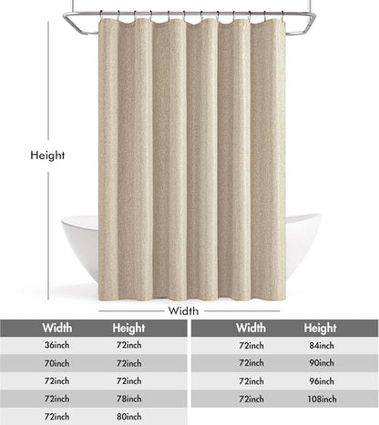 ANRODUO Copper Brown Linen Textured Fabric Shower Curtain Set - W72xL72 | Farmhouse Shower Curtain with 12 Metal Hooks, Waterproof Heavy Duty, Button Hole Design, Machine Washable for Bathroom