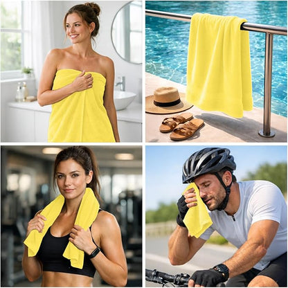 DAN River 8 Piece Luxury Bath Towels for Bathroom, Towel Set, Yellow | 2 Bath towels, 2 Hand towels, and 4 Wash Cloths, 600 GSM 100% Ring Spun Cotton, Highly Absorbent, Gym, Hotel, guest, and Spa