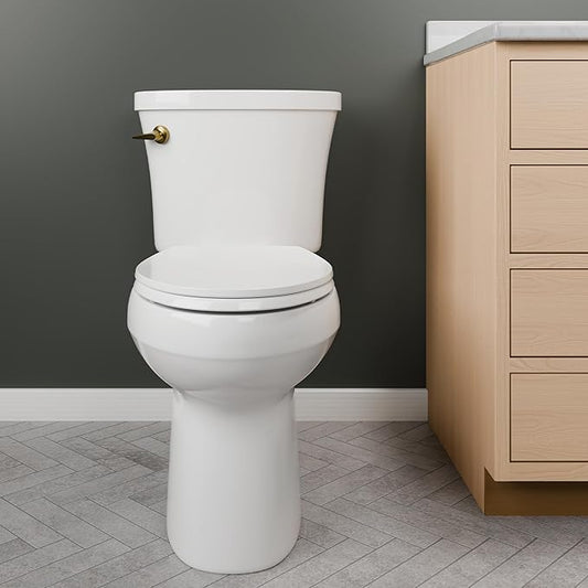 Mayfair Universal Size Slow Close Toilet Seat, Durable Plastic, Fits Round & Elongated Toilets, White