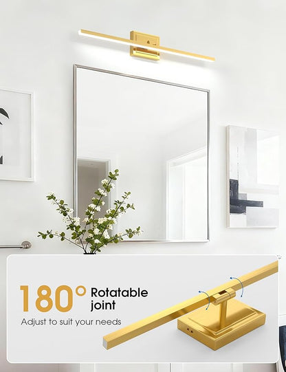 VOLISUN Bathroom Vanity Light 31.5 inch, 18W Dimmable 5CCT Led Bathroom Light Fixture Over Mirror, Gold Bar Vanity Light for Bathrooms-ETL Certificated