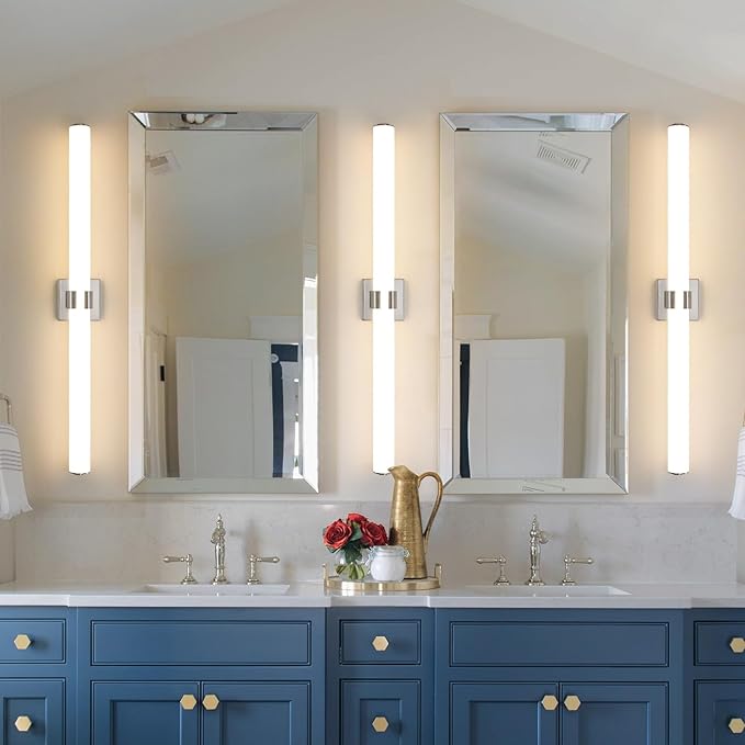 Bathroom Vanity Light Fixtures - 39 Inch Brushed Nickel Bathroom Lights Over Mirror, 36W 3000K Dimmable LED Vanity Light Bar Modern Wall Sconce Light for Mirror Living Room Gallery Hallway