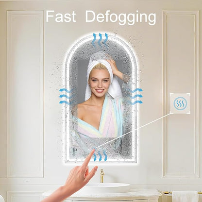 Arched LED Bathroom Mirror with Lights 24"x48", Anti-Fog,LED Mirrors with Light, Anti-Fog, Dimmable, 3 Color, Shatterproof, Touch Sensor