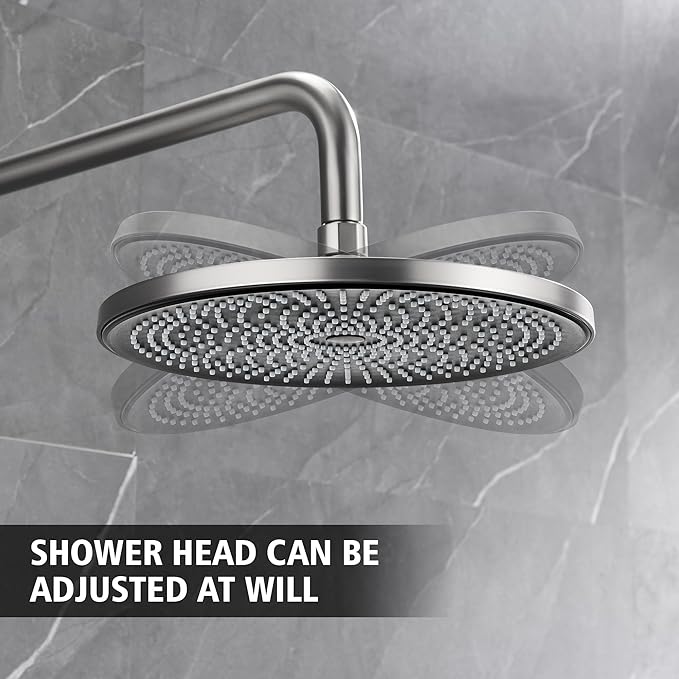 sumerain Concealed Shower Faucet Sets with 10 inch Rainfall Shower Head, Brushed Nickel Shower Fixtures with Rough-in Valve and Trim Kit