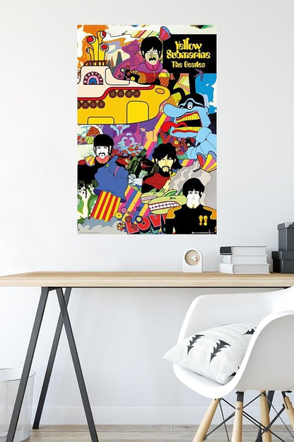 Trends International 24X36 The Beatles - Submarine Collage Wall Poster, 24" x 36", Premium Unframed Version