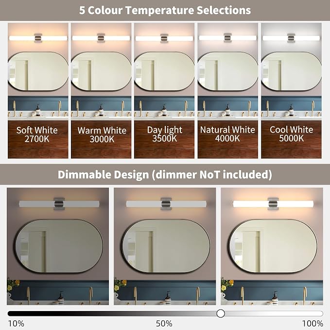 30" Brushed Nickel Bathroom Vanity Lights, Wall Lighting Fixtures | Modern Wall Light for Bathroom Bedroom Living Room Hallway