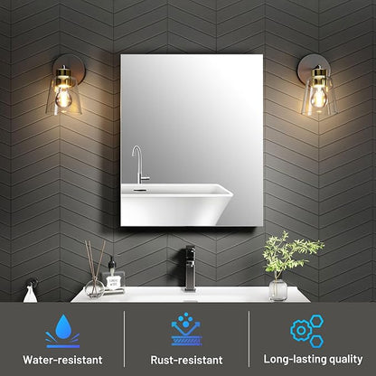 20 x 24 Medicine Cabinet Mirror for Bathroom,Assembly Required,Aluminum Alloy Frame,Recessed/Surface Mounted,Reversible L/R Door,Adjustable Shelves,Bathroom Medicine Cabinet with Mirror